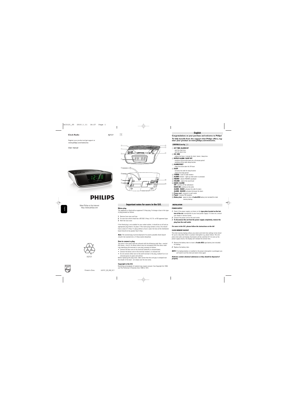 Philips AJ3121/05 User Manual | 2 pages