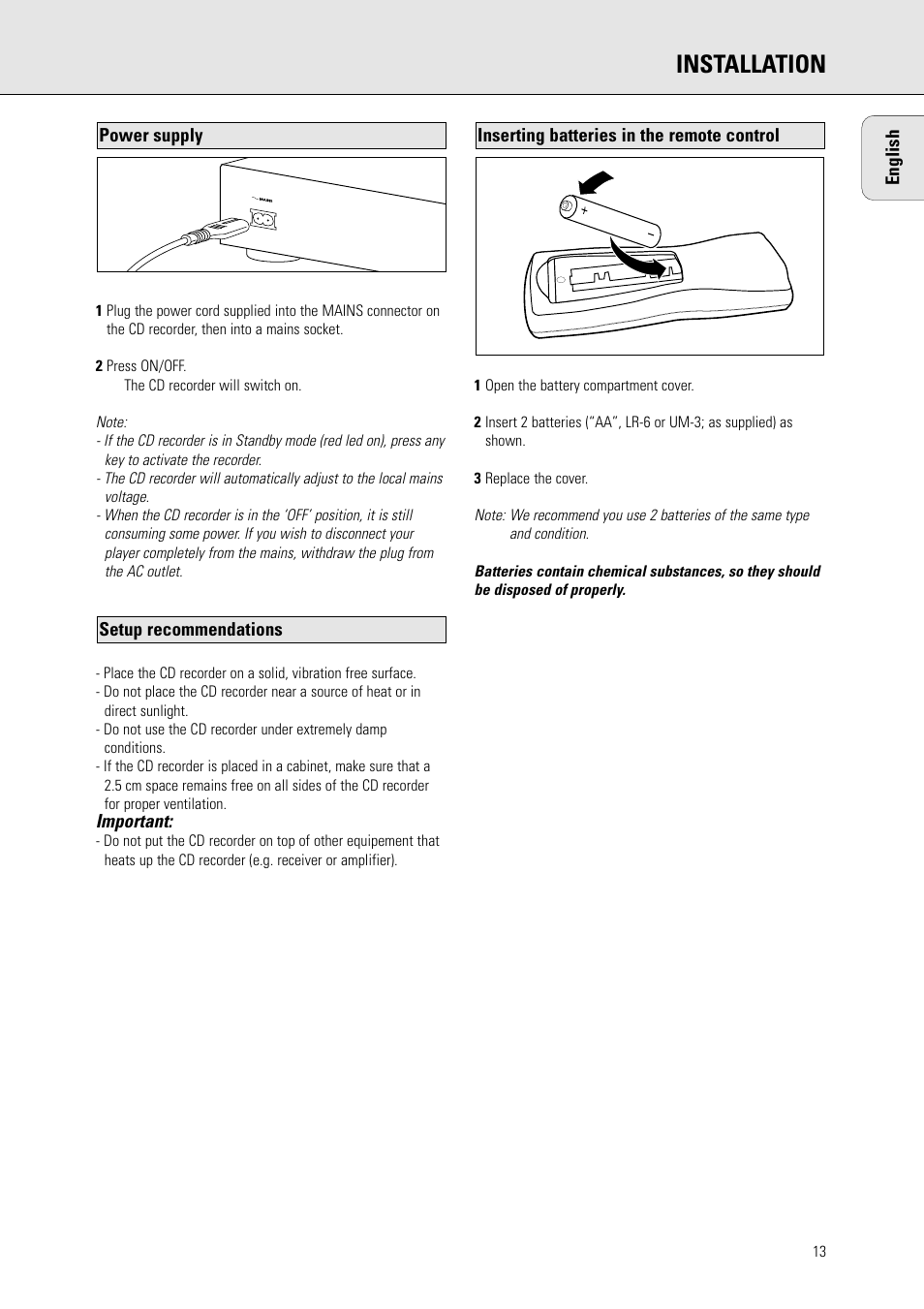 Installation | Philips CDR770/771 User Manual | Page 5 / 5