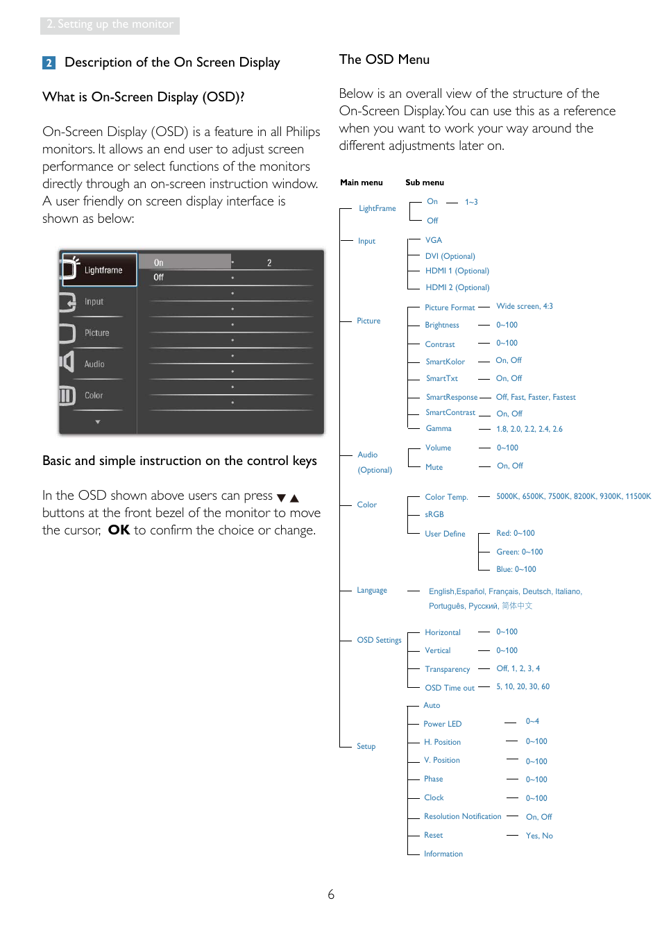 Setting up the monitor | Philips 248X3LF User Manual | Page 8 / 47