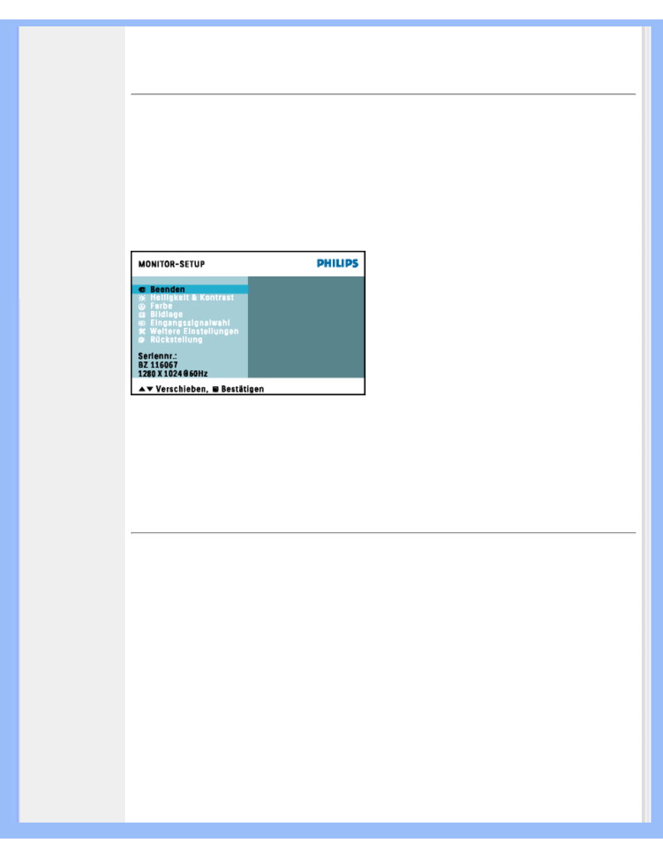 Bildschirmanzeige (osd), Bildschirmanzeige | Philips 170X6 User Manual | Page 23 / 97