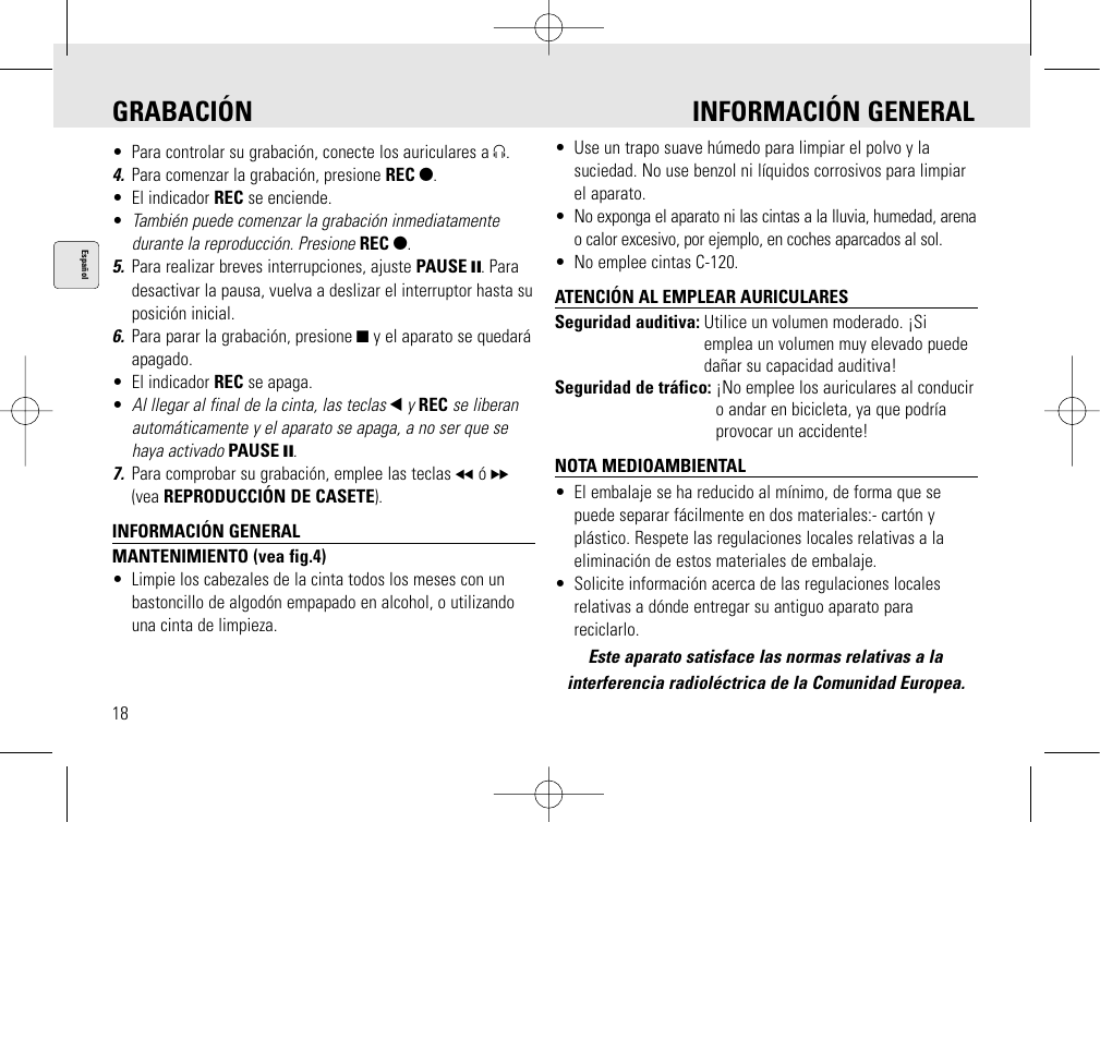 Grabación información general | Philips AQ6345/00 User Manual | Page 18 / 60