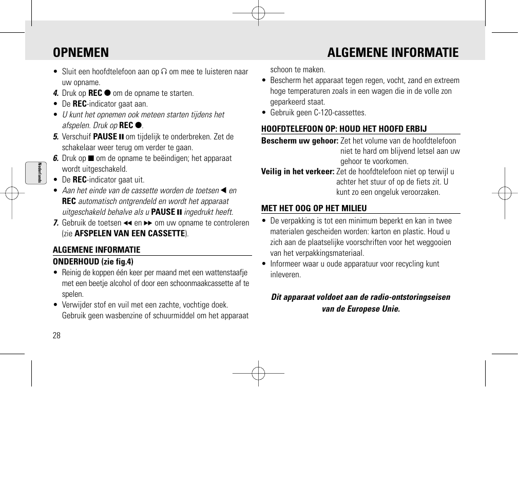 Opnemen algemene informatie | Philips AQ6345/00 User Manual | Page 28 / 60