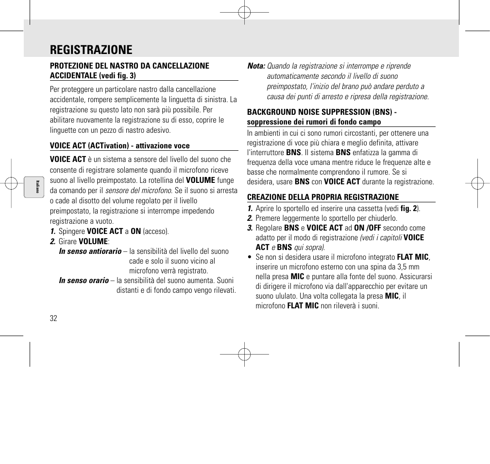 Registrazione | Philips AQ6345/00 User Manual | Page 32 / 60