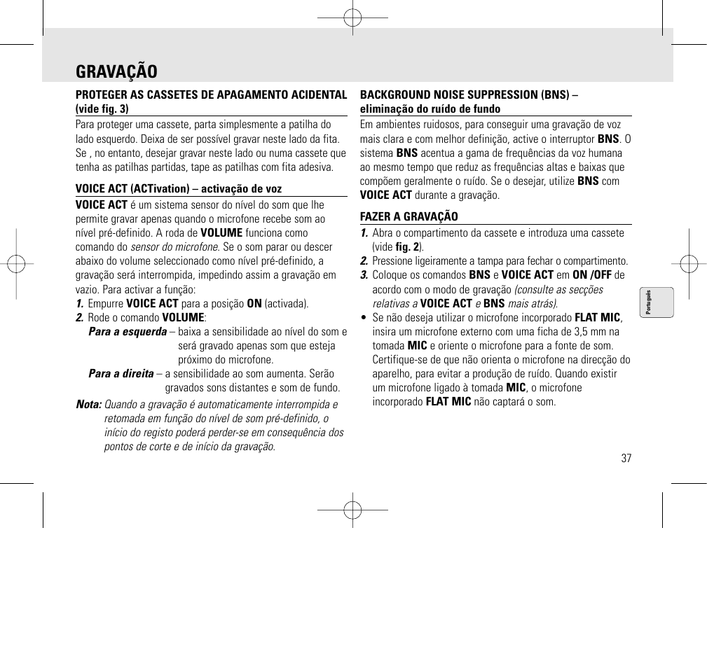 Gravação | Philips AQ6345/00 User Manual | Page 37 / 60