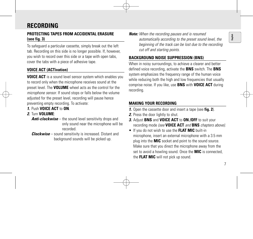 Recording | Philips AQ6345/00 User Manual | Page 7 / 60