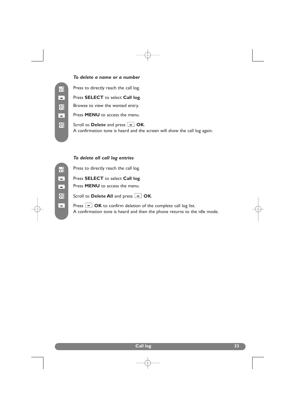 Delete all | Philips DECT 627 User Manual | Page 34 / 58