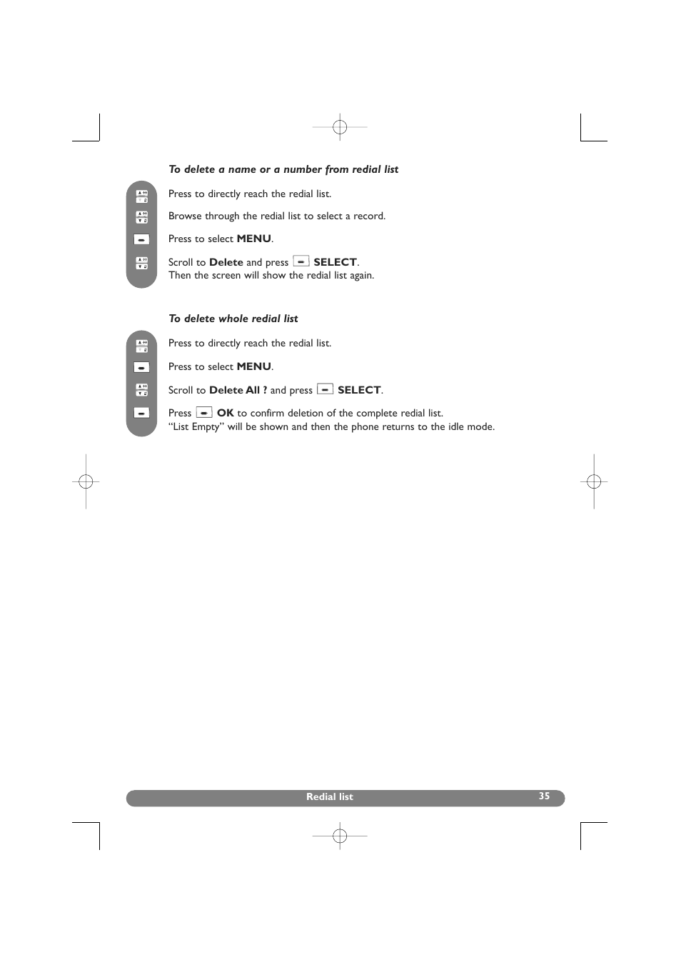 Delete all | Philips DECT 627 User Manual | Page 36 / 58