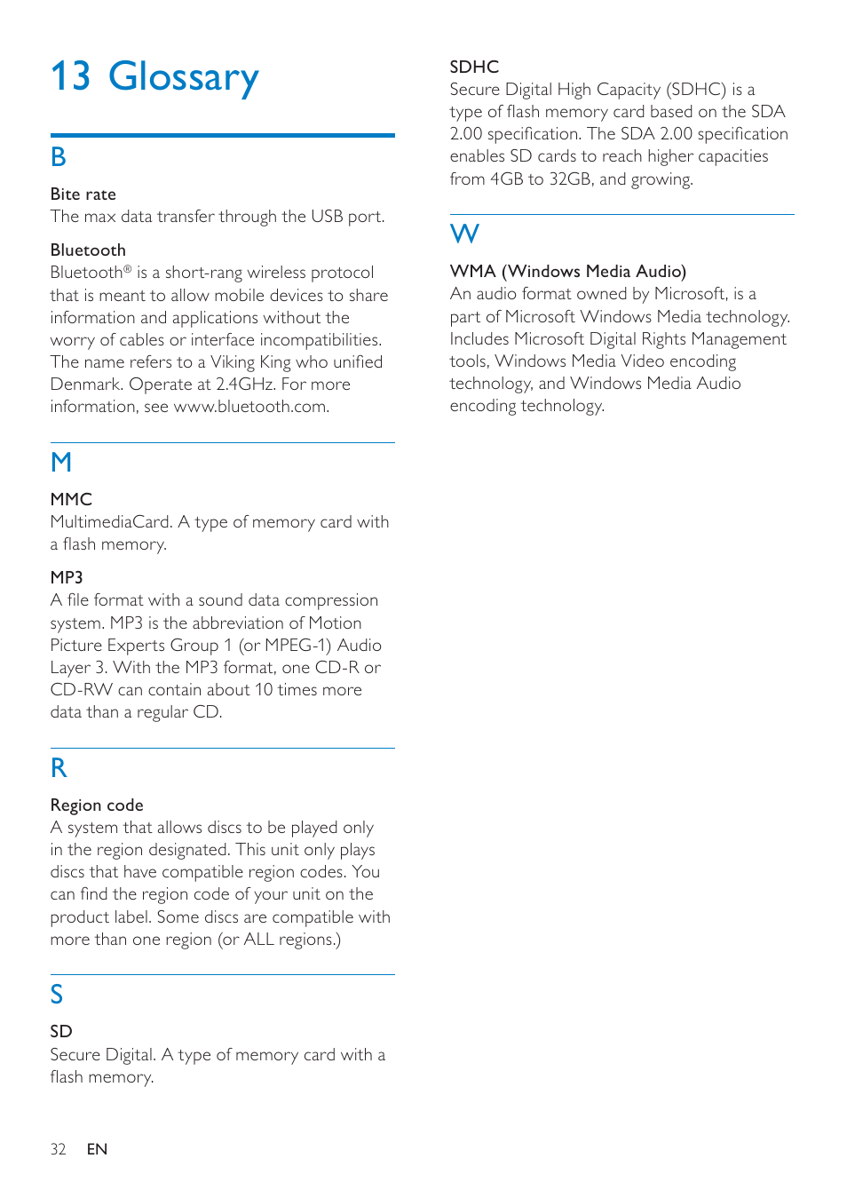 13 glossary | Philips CID3692 User Manual | Page 32 / 33