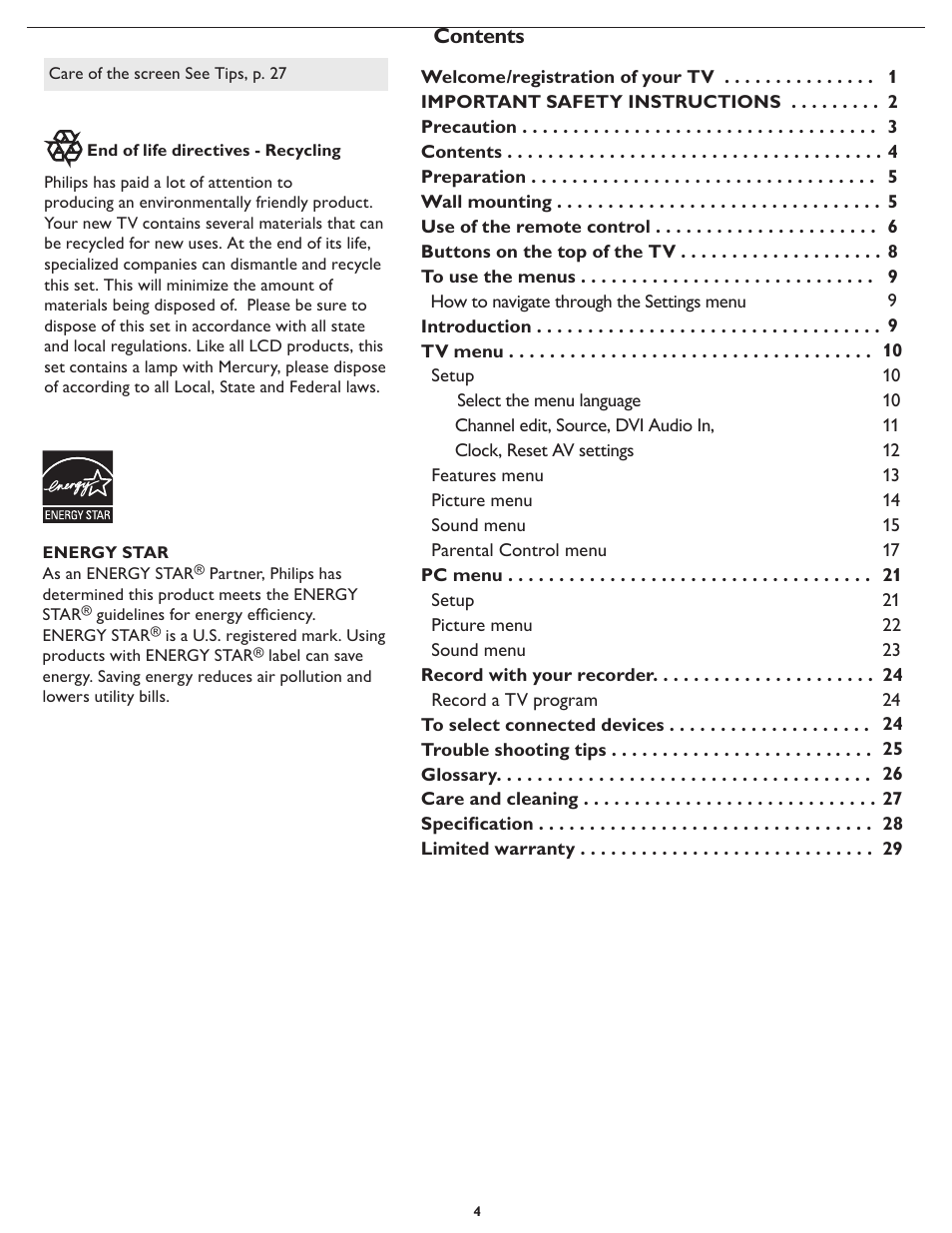 Philips 19PFL4322 User Manual | Page 11 / 36