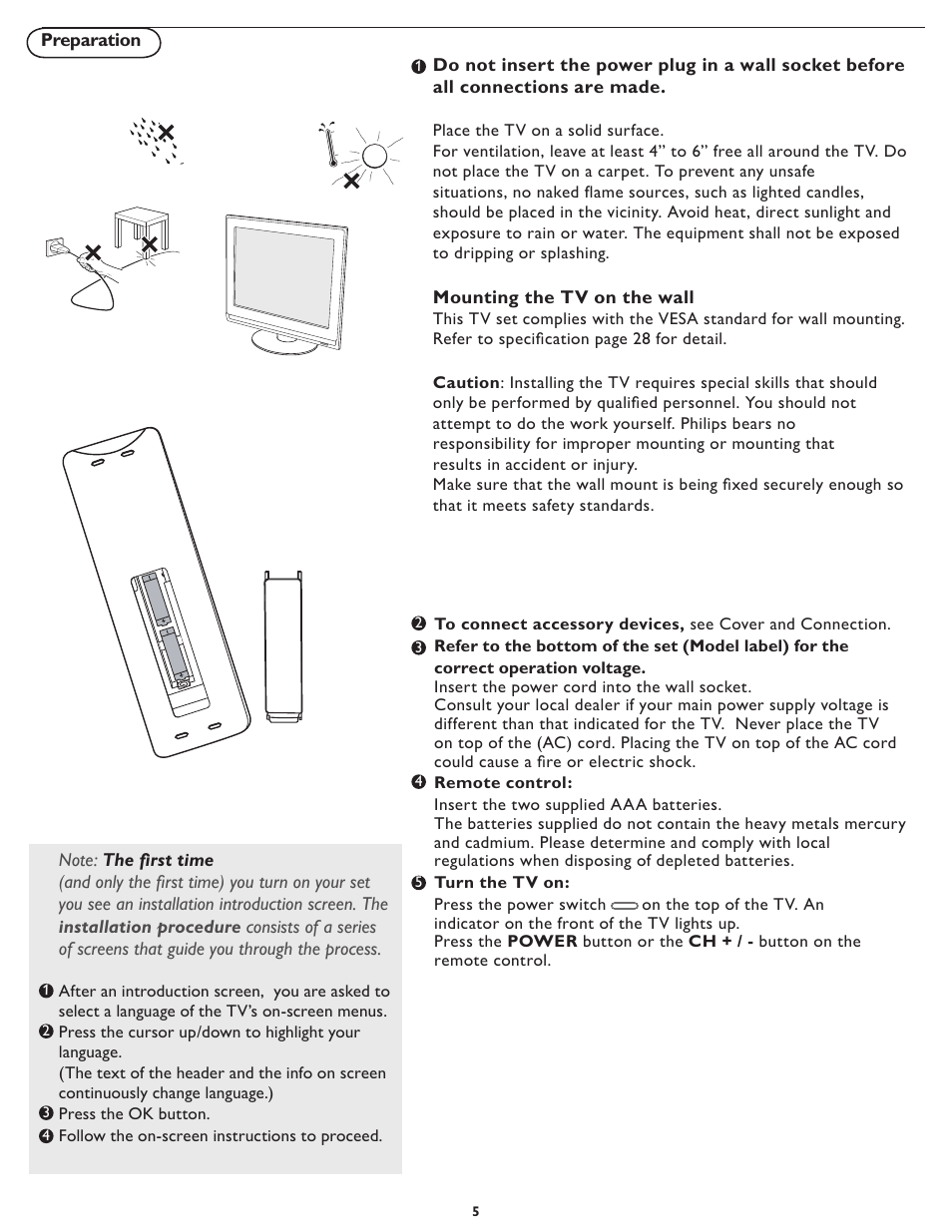 Mounting the tv on the wall | Philips 19PFL4322 User Manual | Page 12 / 36