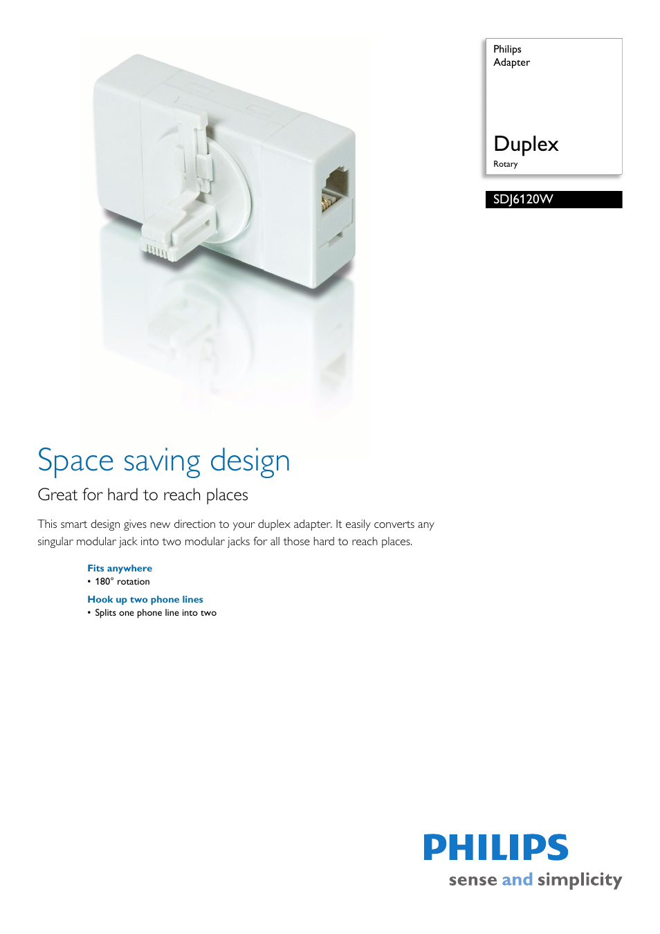 Philips SDJ6120W User Manual | 2 pages