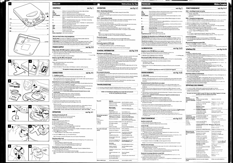 English, Instructions for use français, D'emploi | Philips AZ 7161 User Manual | Page 2 / 2