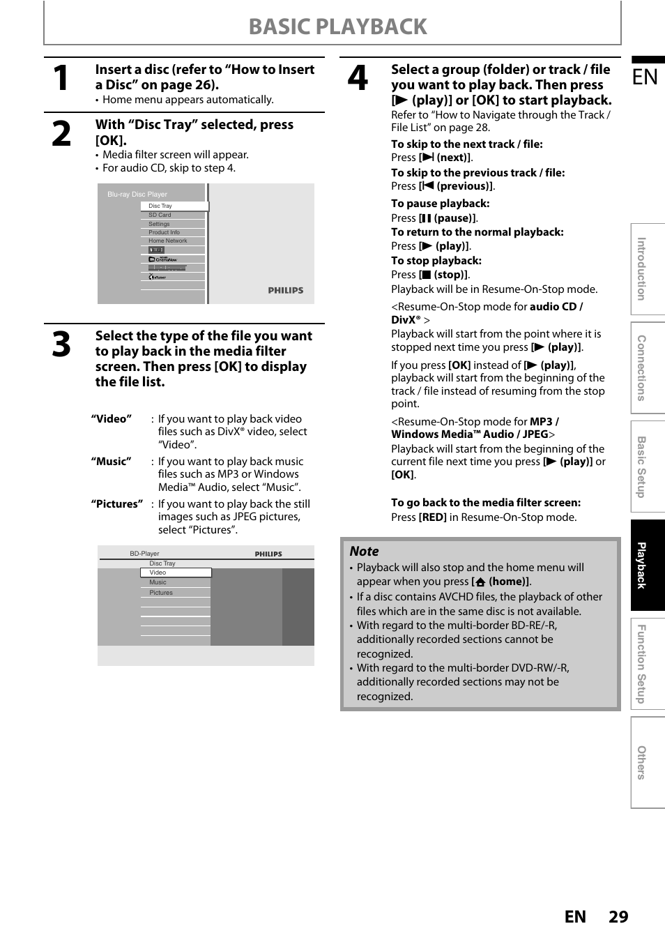 Basic playback | Philips BDP5010 User Manual | Page 29 / 74