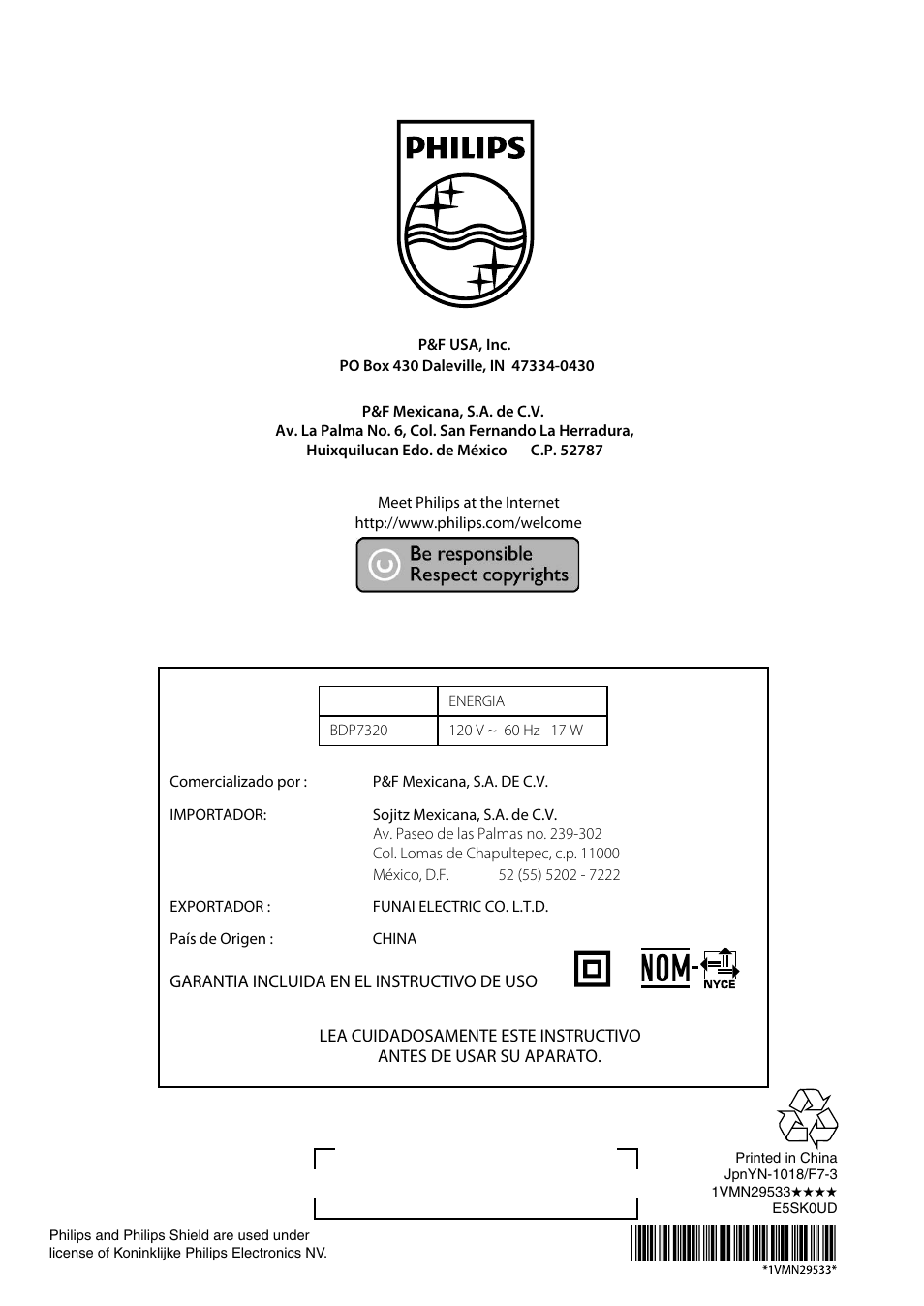 Philips BDP5010 User Manual | Page 74 / 74