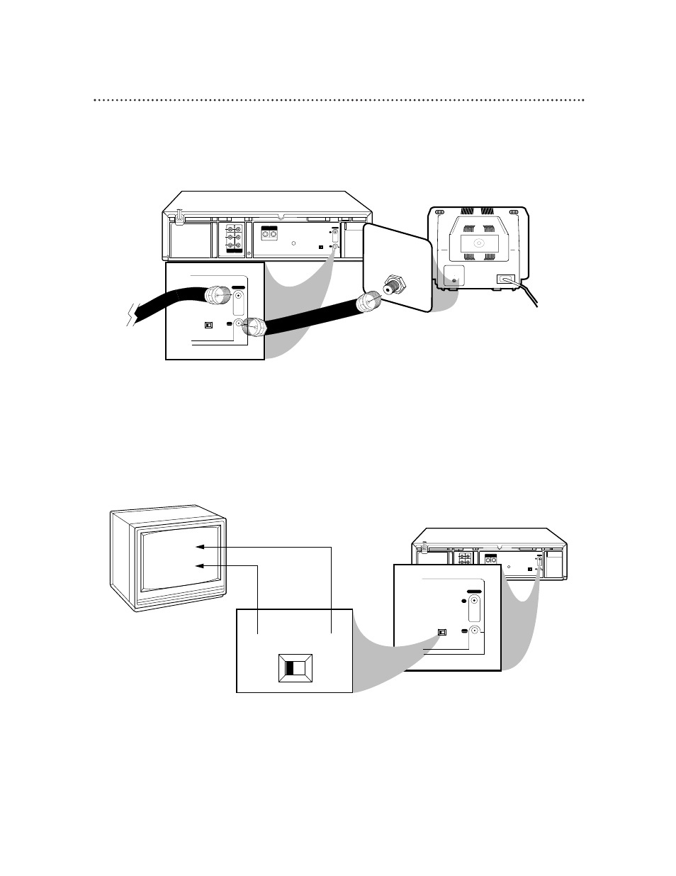 Hookups without a cable box (cont’d) 7, Ch3 ch4, Ch3 / ch4 switch | Plug in the tv and the vcr, Ch 4 or ch 3, Vhf/uhf in, Mono), 75 ⍀ ant / cable | Philips VR1010BP User Manual | Page 7 / 84