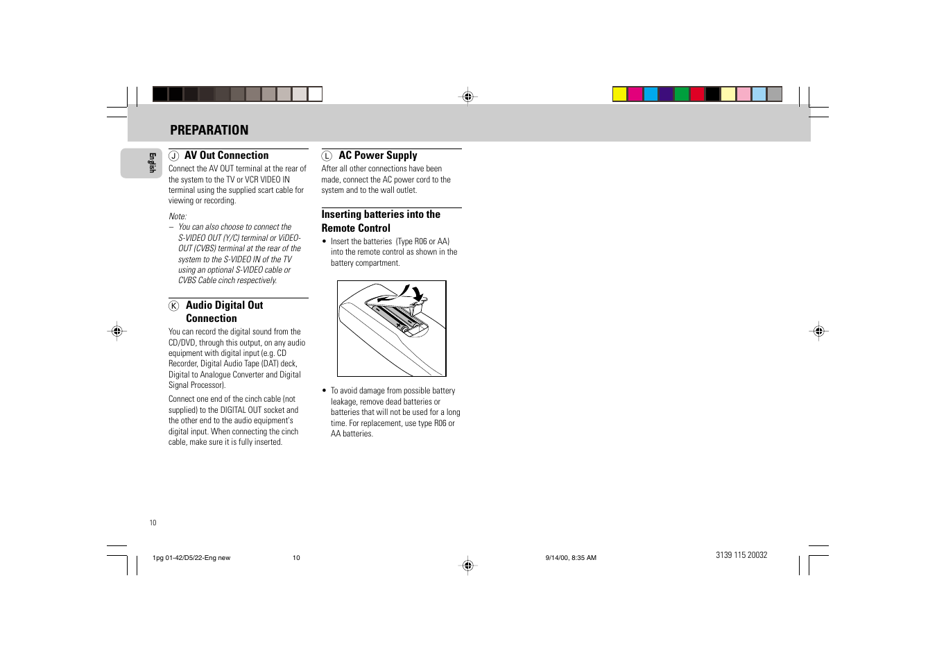 Preparation | Philips FW D5 User Manual | Page 10 / 42
