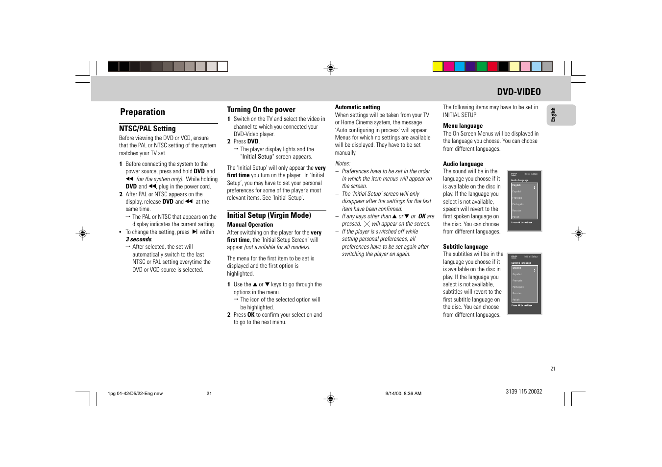 Preparation, Dvd-video | Philips FW D5 User Manual | Page 21 / 42