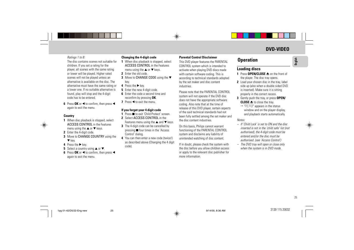 Dvd-video, Operation | Philips FW D5 User Manual | Page 25 / 42