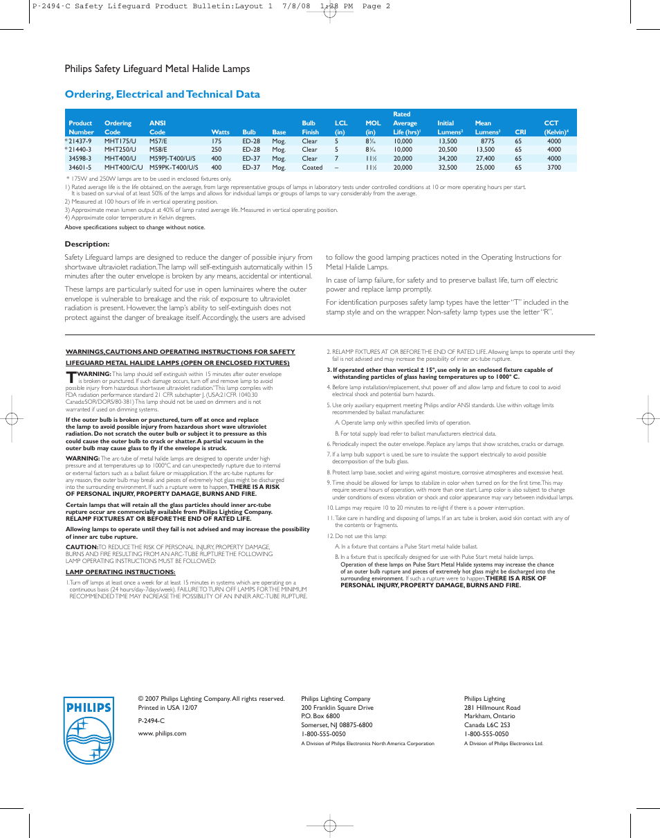 Philips P-2494-C User Manual | Page 2 / 2