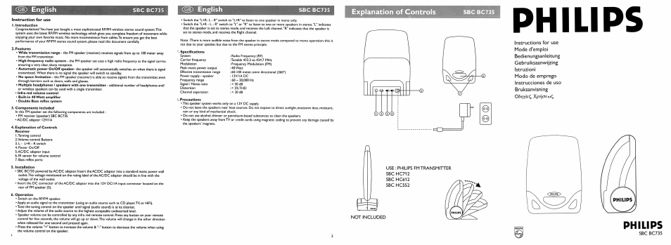 Philips SBC BC735 User Manual | 1 page