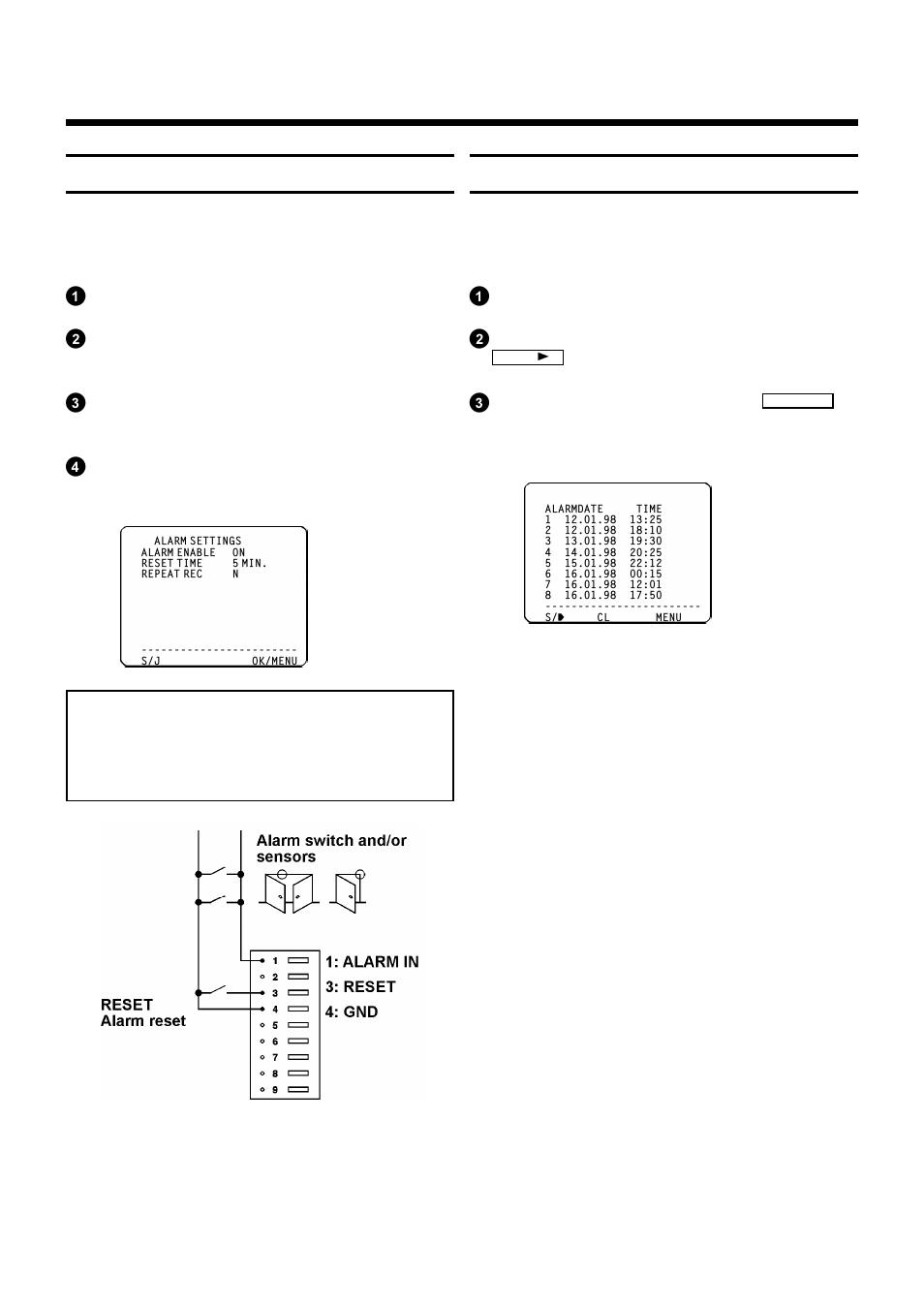 Alarm settings, Alarm chart | Philips TL24A5T User Manual | Page 12 / 18