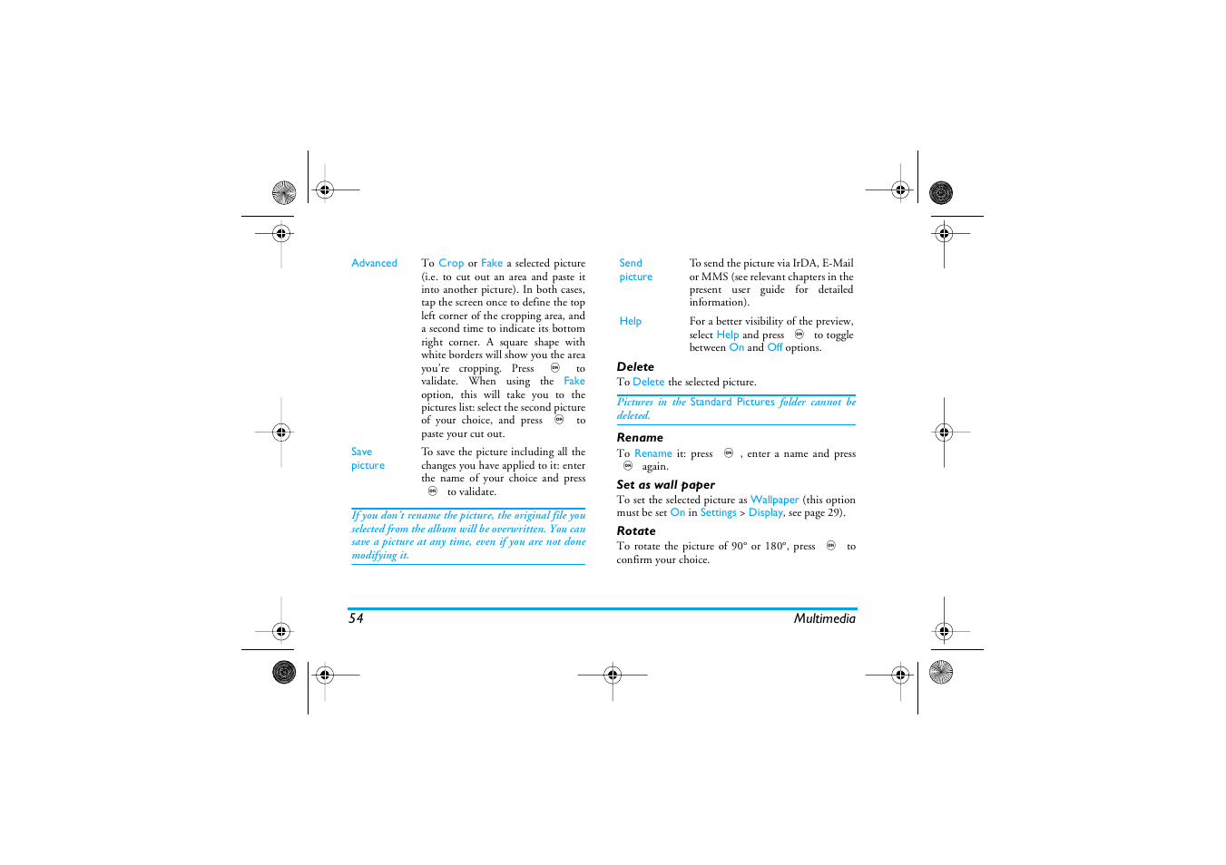 Delete, Rename, Set as wall paper | Rotate | Philips 1800 User Manual | Page 62 / 87