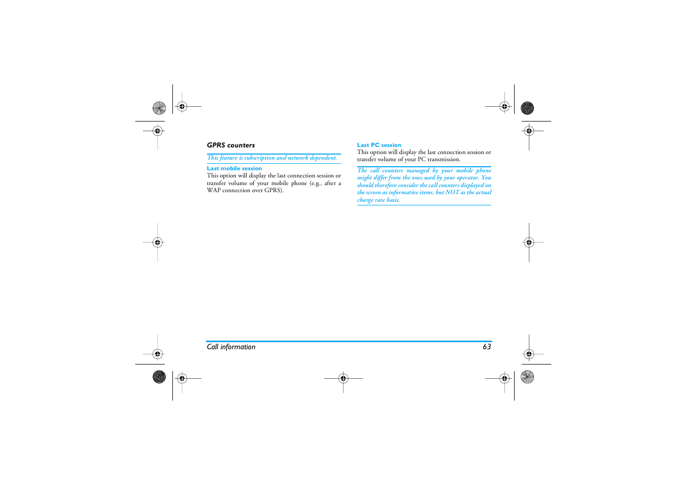 Gprs counters | Philips 1800 User Manual | Page 71 / 87