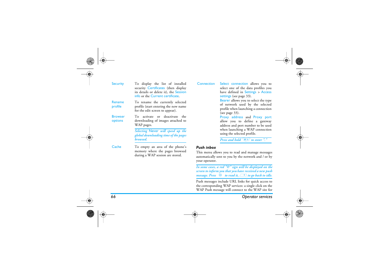 Push inbox | Philips 1800 User Manual | Page 74 / 87