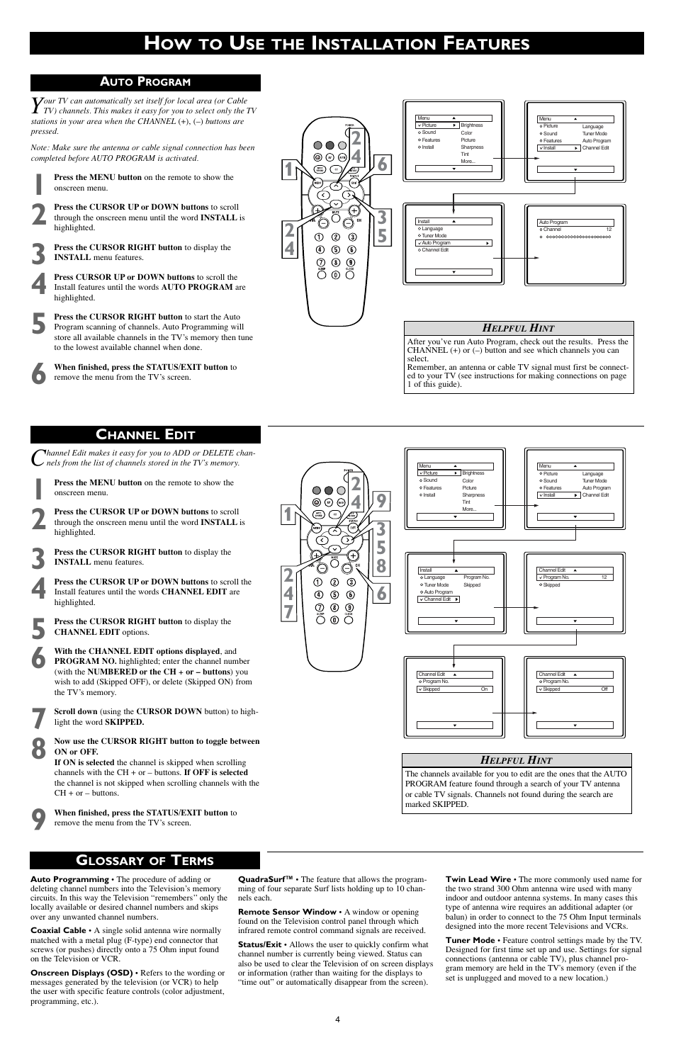 Ow to, Se the, Nstallation | Eatures | Philips 3121 233 42852 User Manual | Page 4 / 4