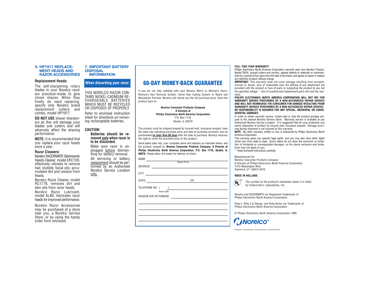 Day money-back guarantee | Philips 282XL User Manual | Page 5 / 5