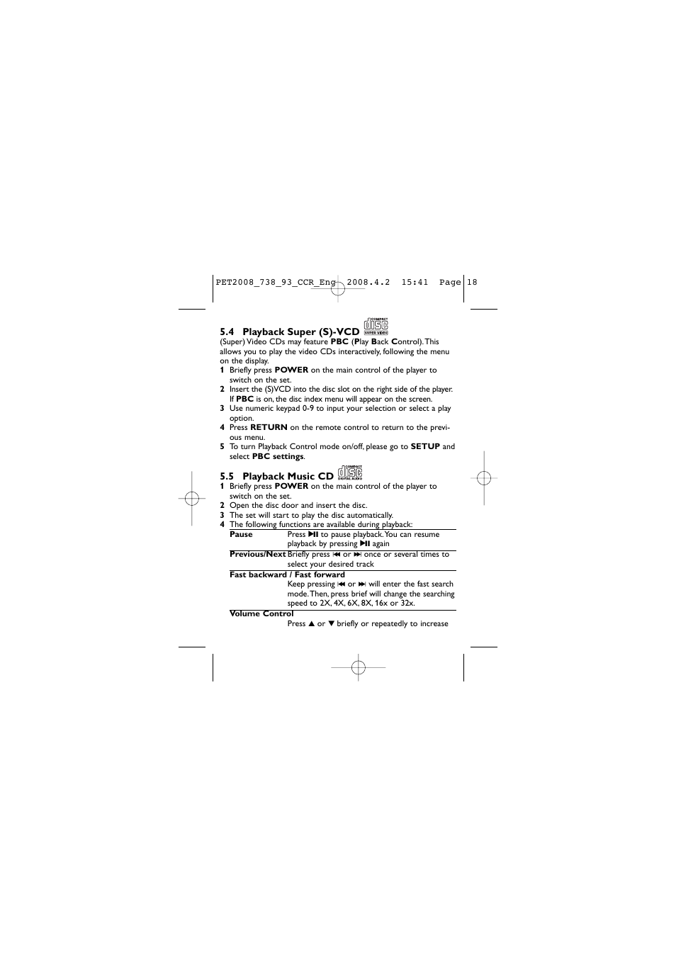 Philips PET2008 User Manual | Page 18 / 37