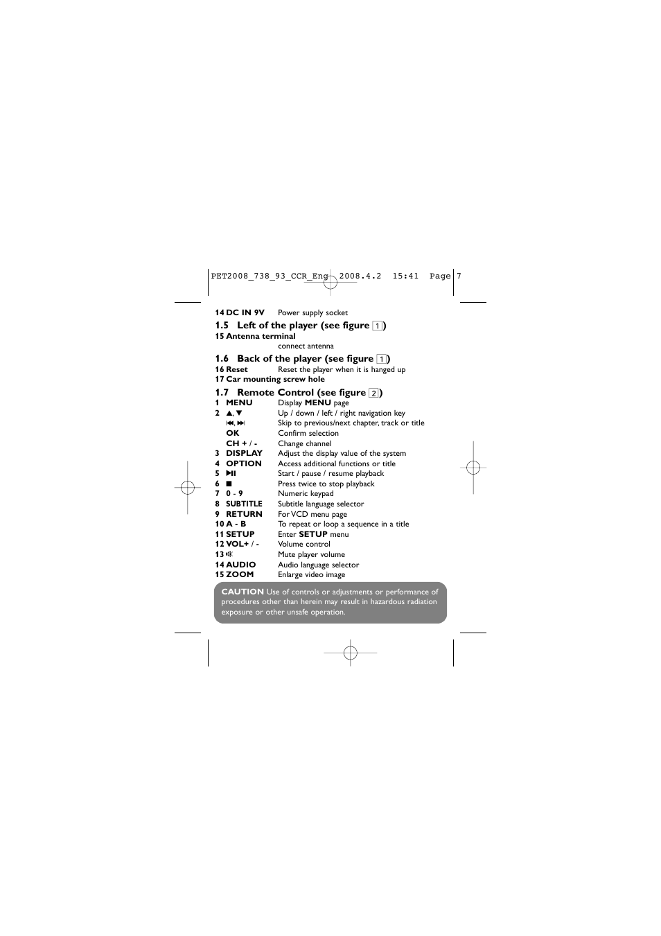 Philips PET2008 User Manual | Page 7 / 37