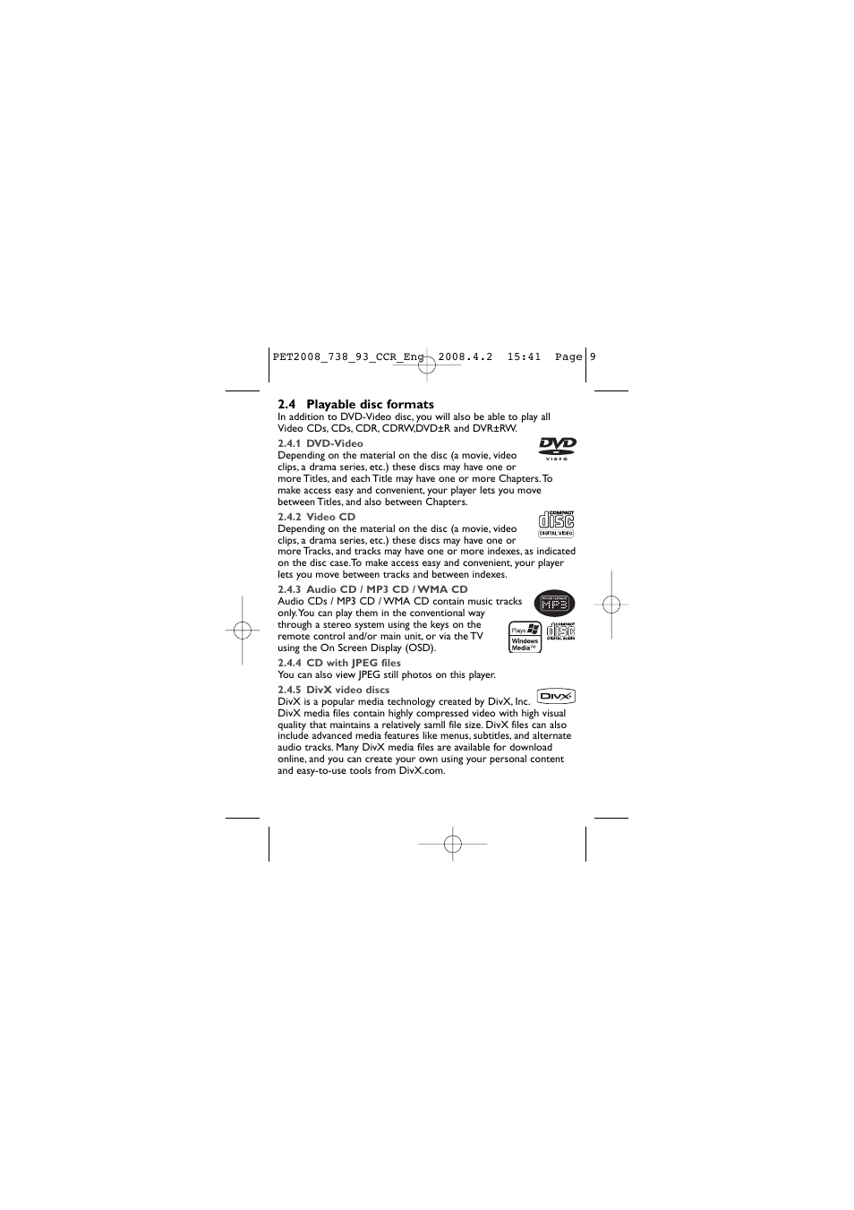 Philips PET2008 User Manual | Page 9 / 37