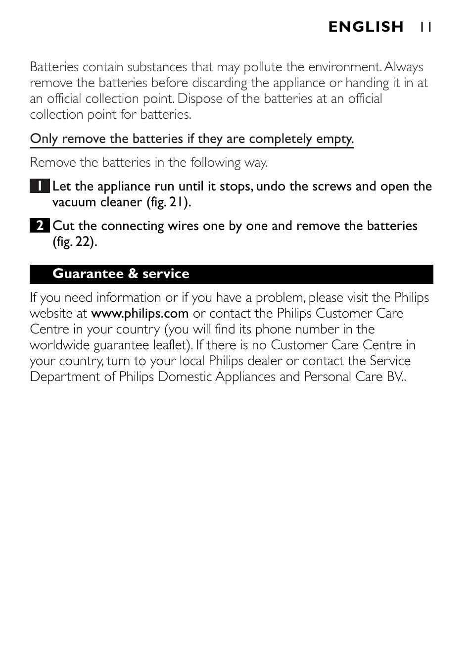 Philips FC6055 User Manual | Page 11 / 124