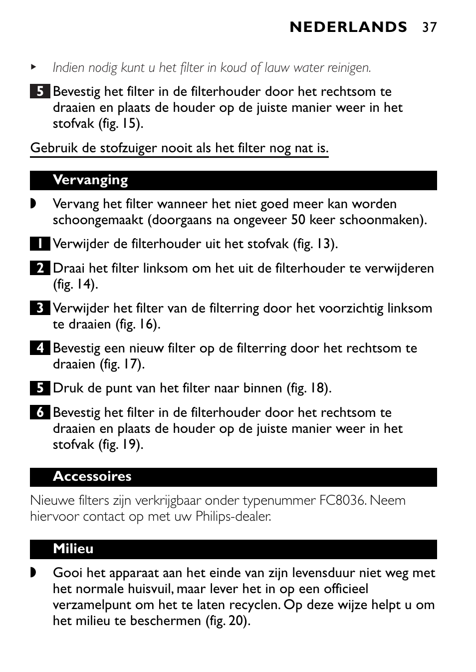 Philips FC6055 User Manual | Page 37 / 124