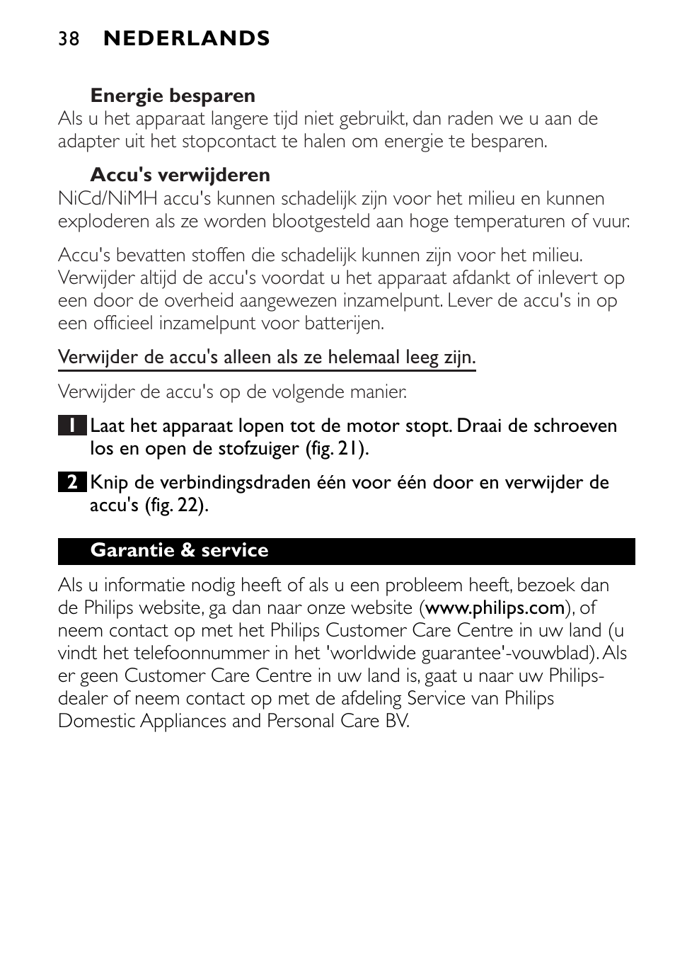 Philips FC6055 User Manual | Page 38 / 124