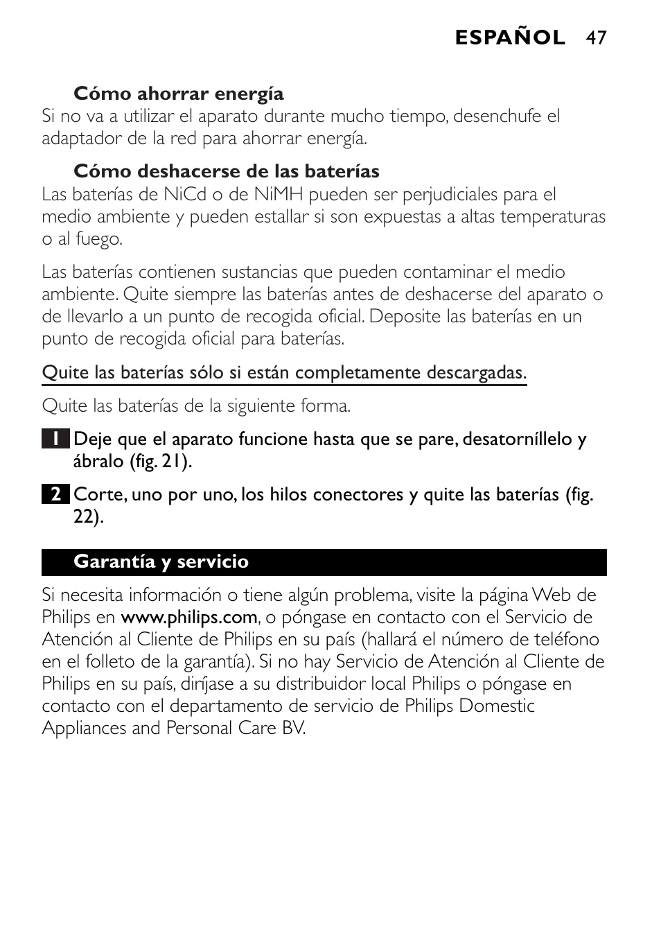 Philips FC6055 User Manual | Page 47 / 124