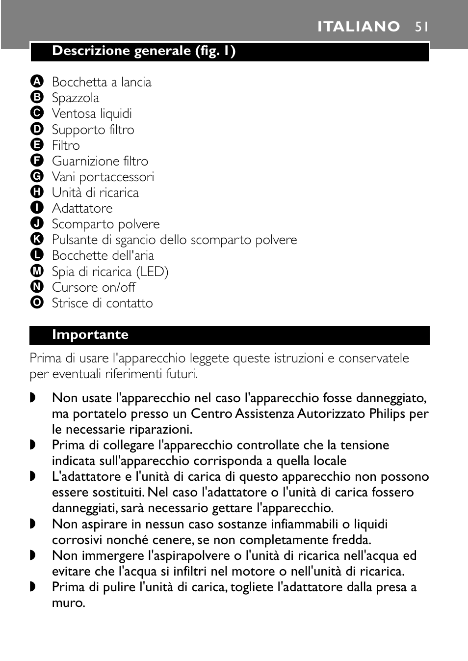 Italiano 51 | Philips FC6055 User Manual | Page 51 / 124