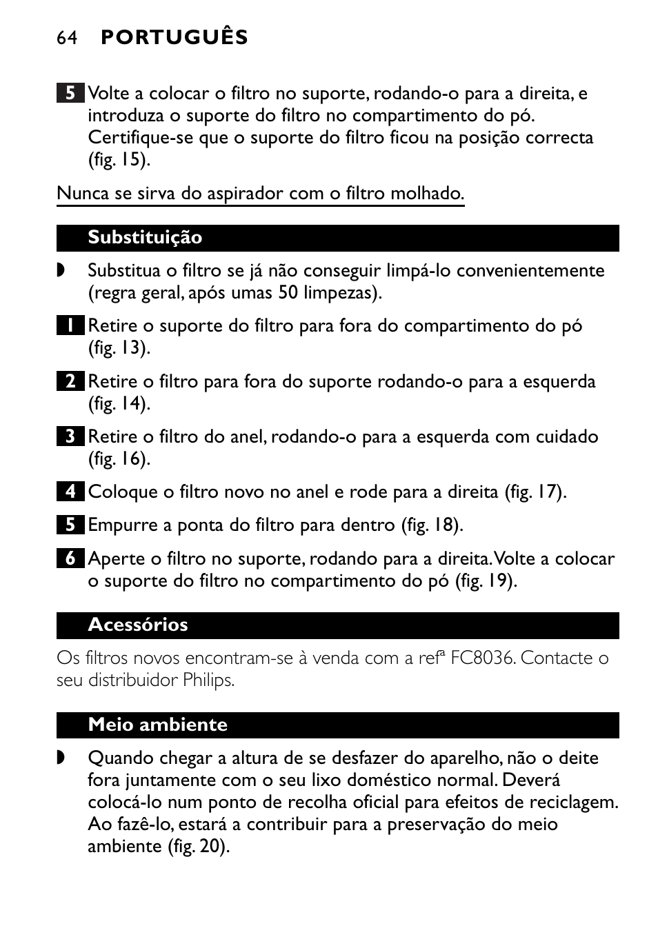 Philips FC6055 User Manual | Page 64 / 124