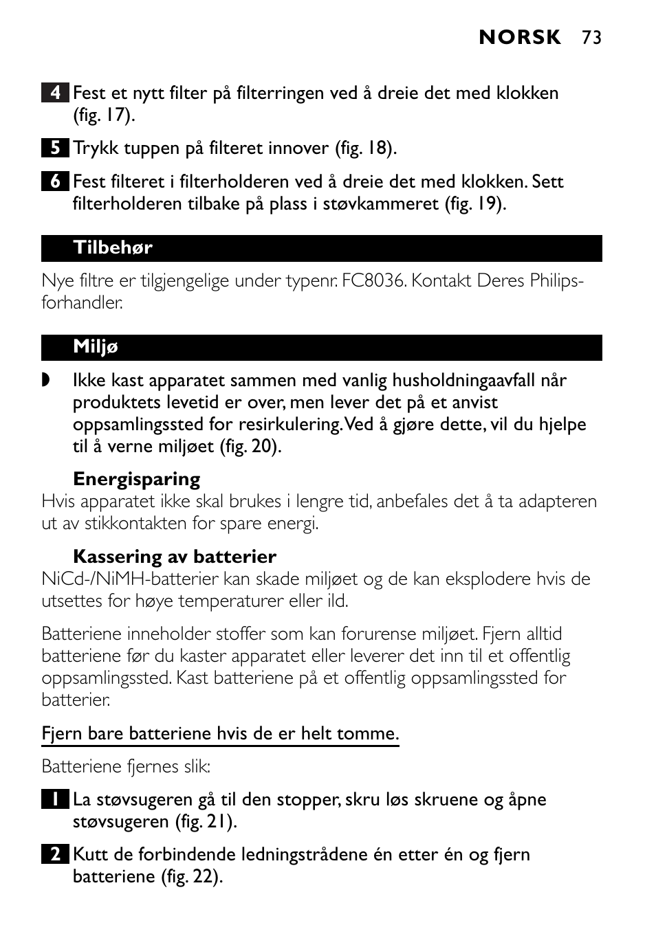 Philips FC6055 User Manual | Page 73 / 124