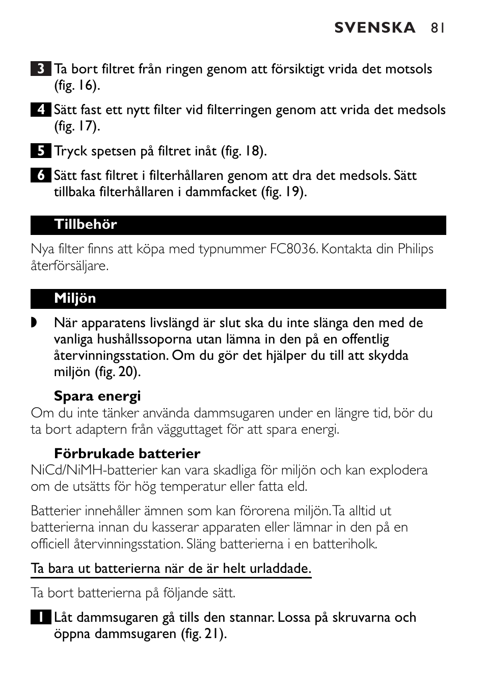 Philips FC6055 User Manual | Page 81 / 124