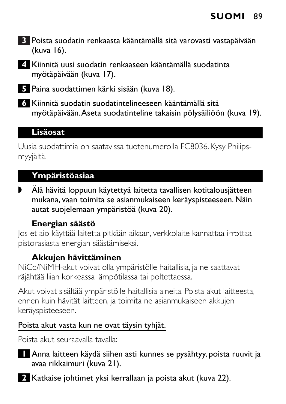 Philips FC6055 User Manual | Page 89 / 124