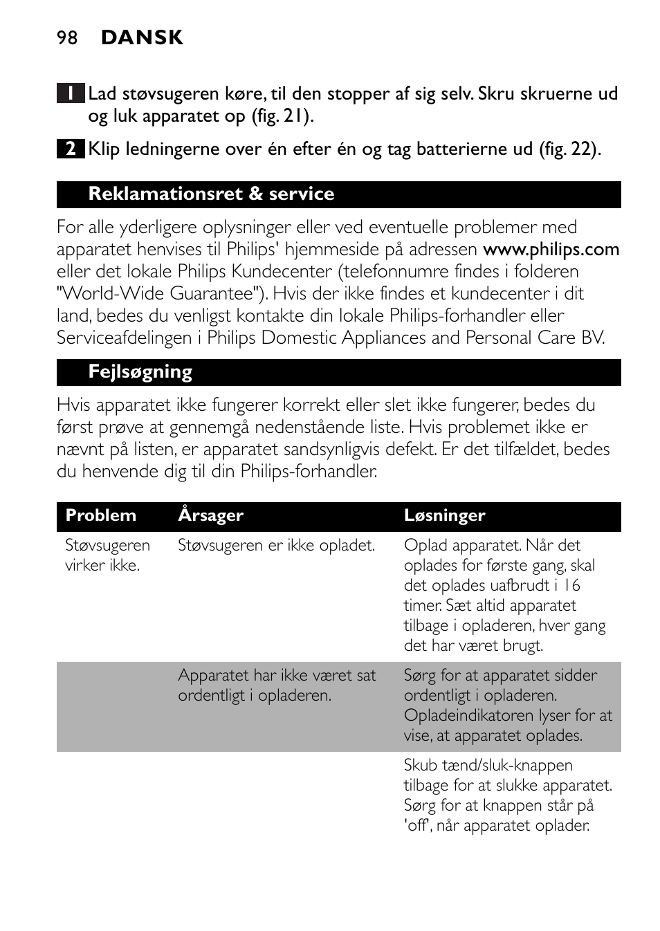 Philips FC6055 User Manual | Page 98 / 124