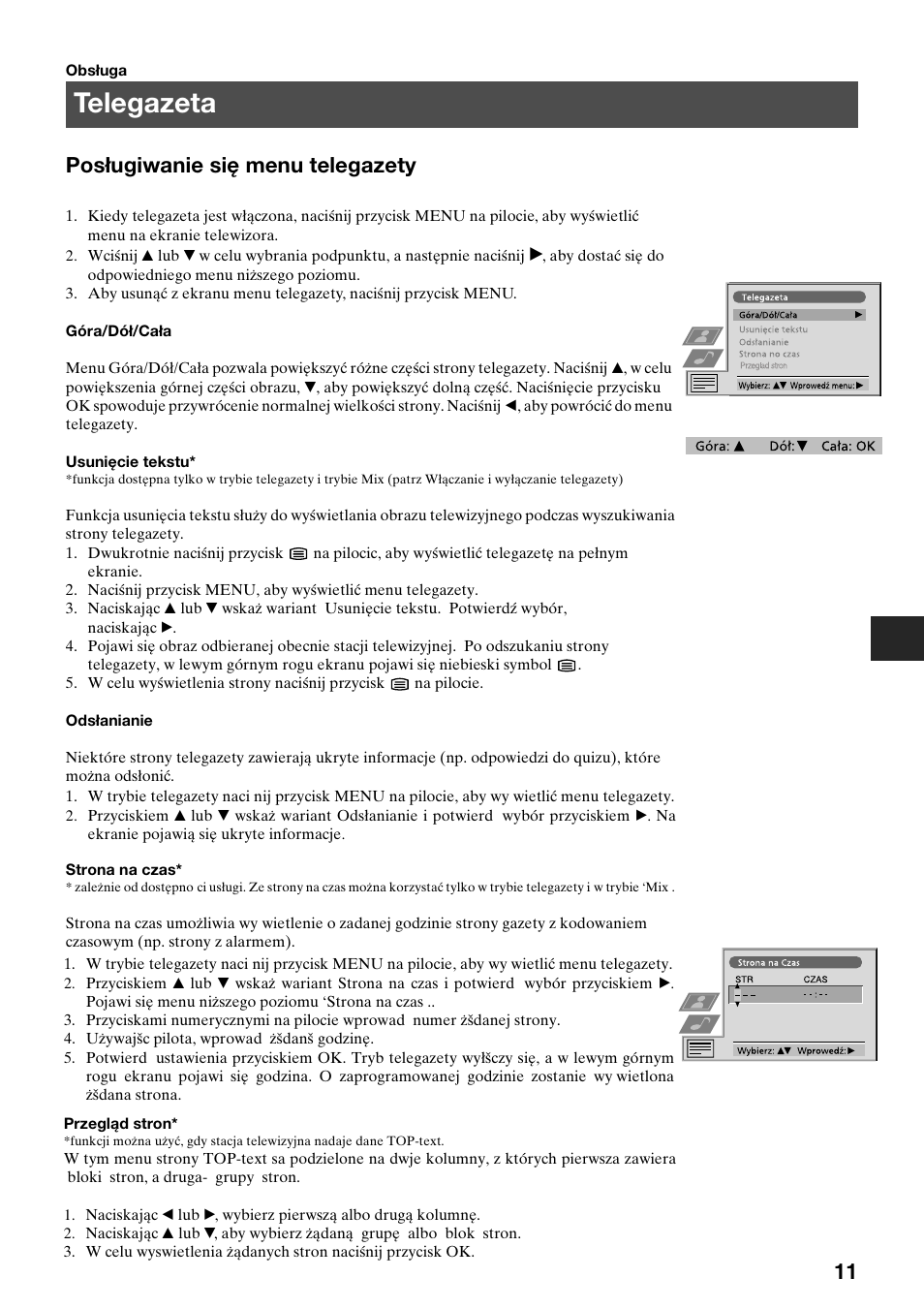 Telegazeta, Posługiwanie się menu telegazety | Sony KV-34FQ75K User Manual | Page 41 / 160