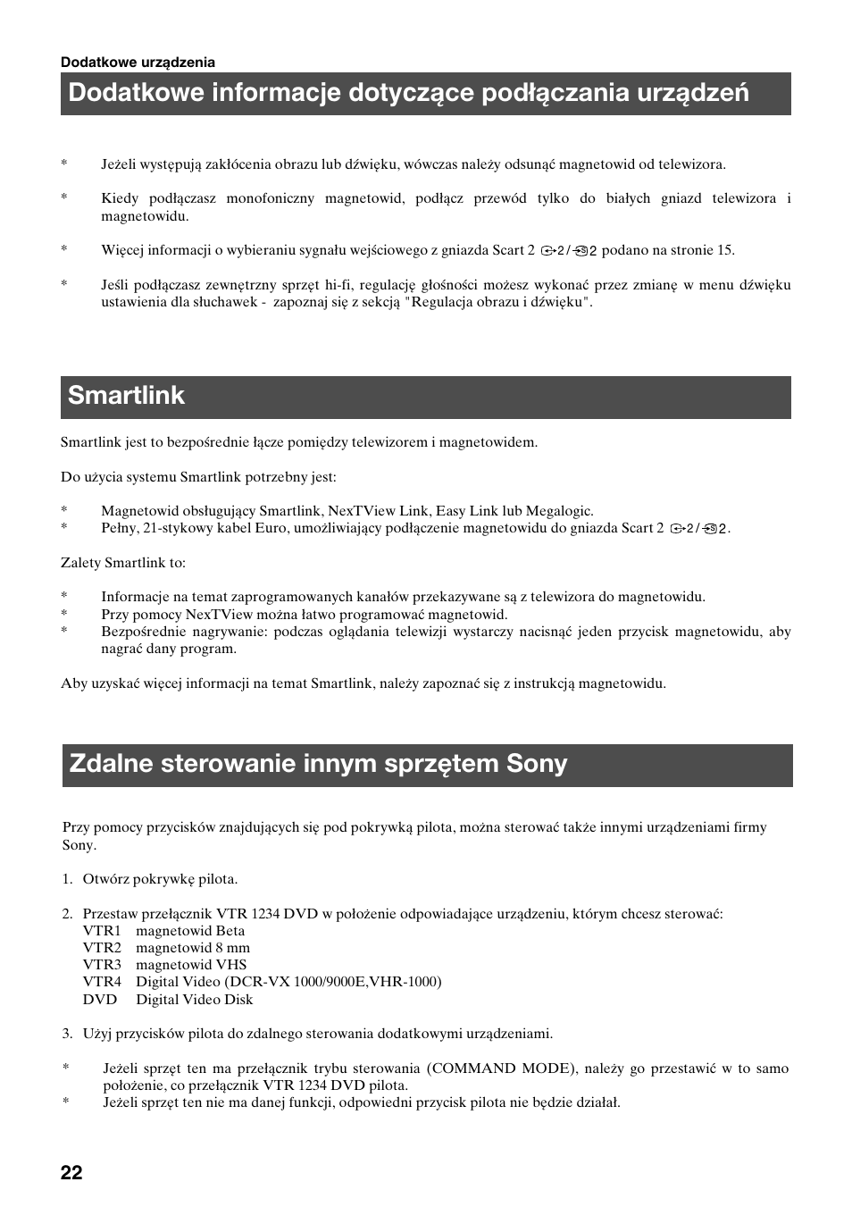 Smartlink, Zdalne sterowanie innym sprzętem sony | Sony KV-34FQ75K User Manual | Page 52 / 160