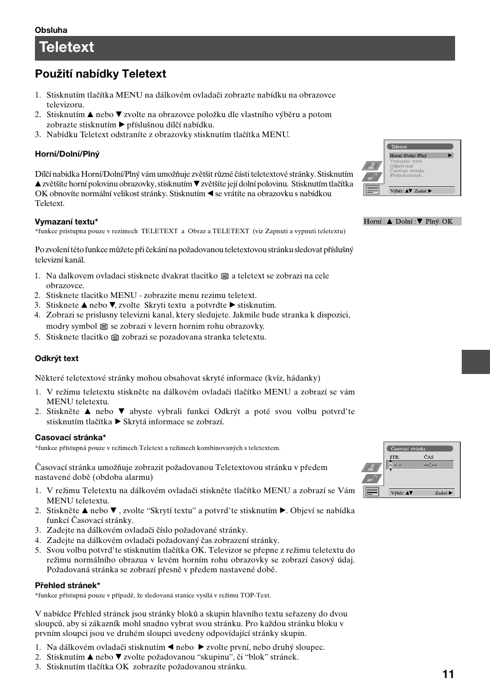 Teletext, Použití nabídky teletext | Sony KV-34FQ75K User Manual | Page 67 / 160