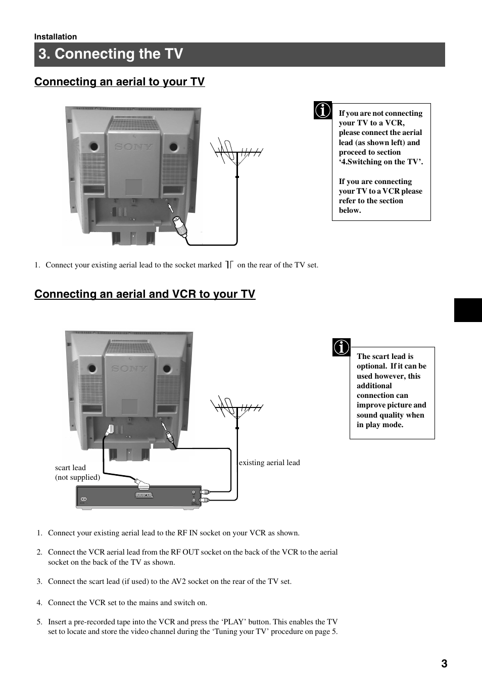 Connecting the tv | Sony KV-34FQ75K User Manual | Page 7 / 160