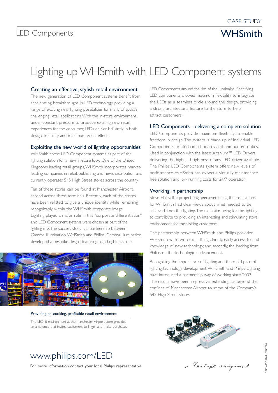 Lighting up whsmith with led component systems, Whsmith, Led components | A philips original, Case study | Philips WHS User Manual | Page 2 / 2
