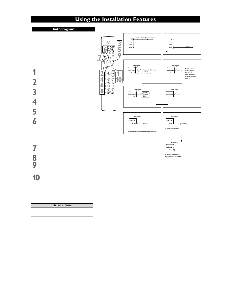 Using the installation features | Philips 55PP9753/17 User Manual | Page 7 / 8