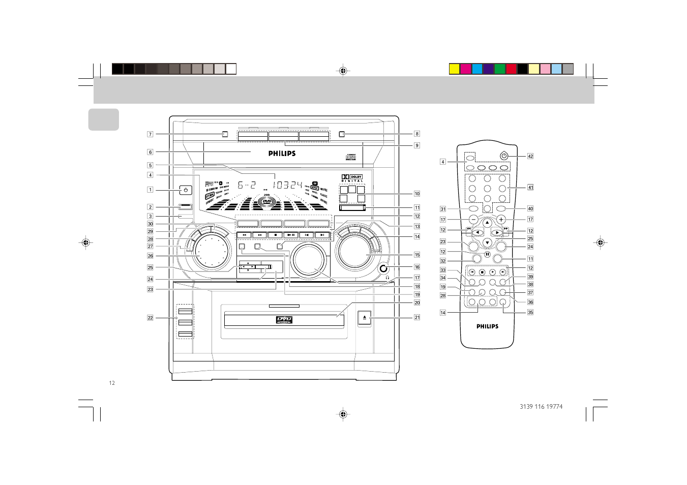 Controls, English | Philips FW-D5D User Manual | Page 12 / 43